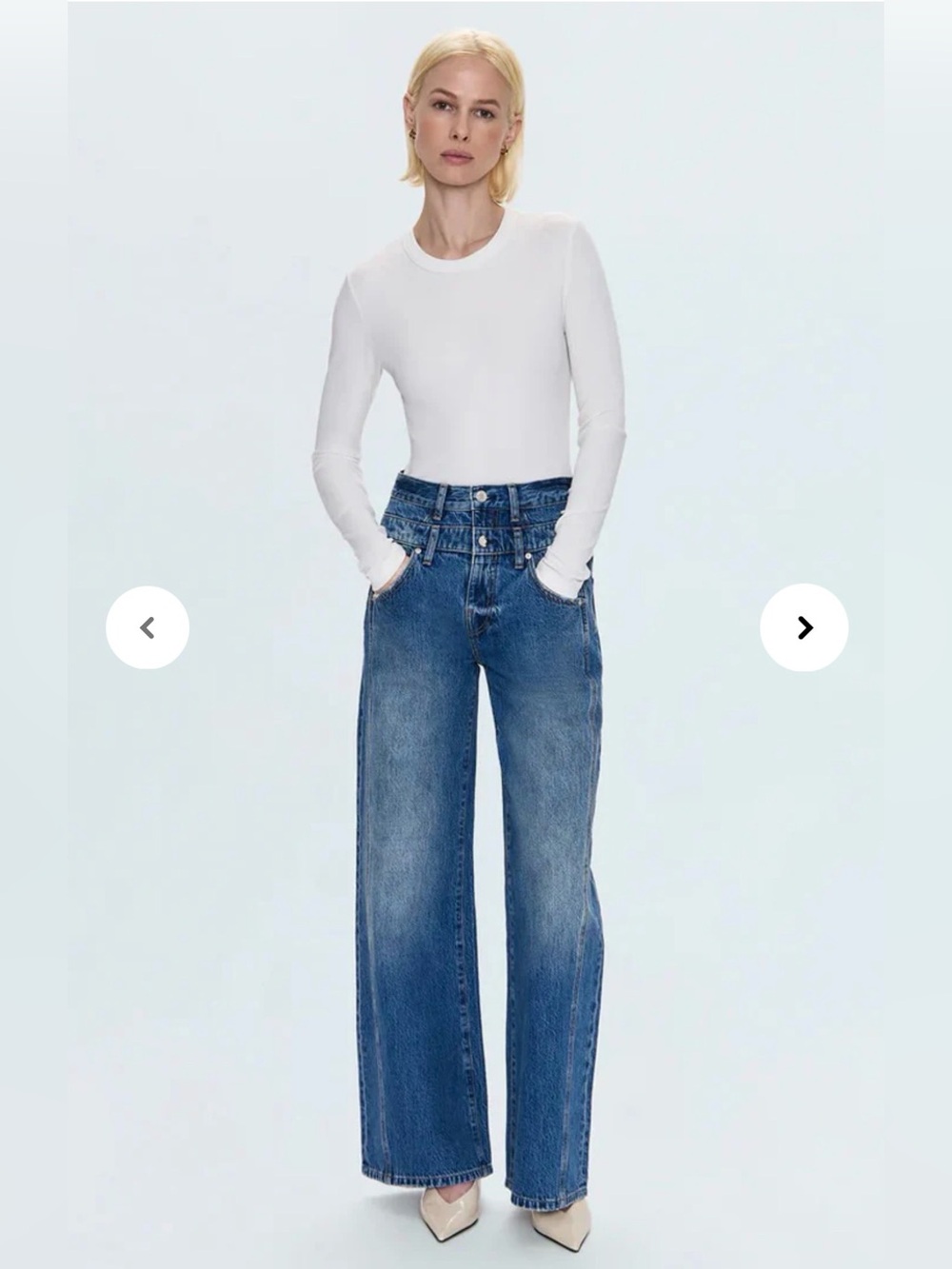 pistola High-Rise Stacked Wide Leg Jeans in Reflection Size 25